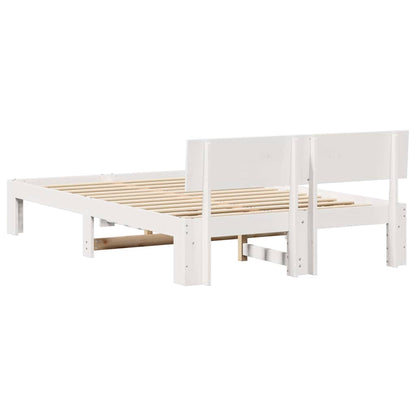 Bed Frame with Headboard White 140 x 190 cm Solid Pine Wood