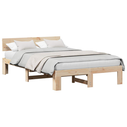 Bed Frame with Headboard Natural 120 x 190 cm Solid Pine Wood