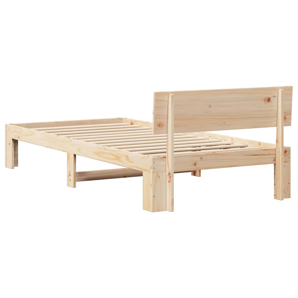 Bed Frame with Headboard Natural 100 x 200 cm Solid Pine Wood
