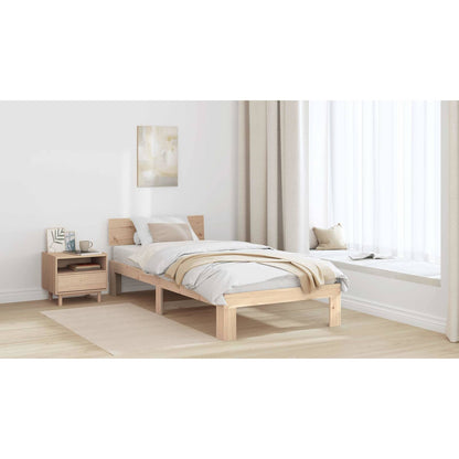 Bed Frame with Headboard Natural 90 x 200 cm Solid Pine Wood