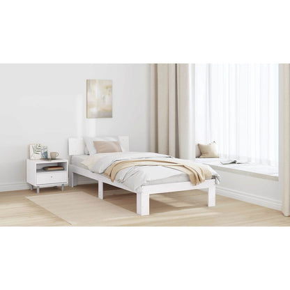 Bed Frame with Headboard White 90 x 200 cm Solid Pine Wood