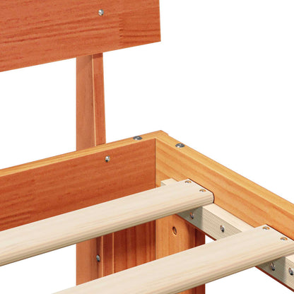 Bed Frame with Headboard Wax Brown 90 x 200 cm Solid Pine Wood