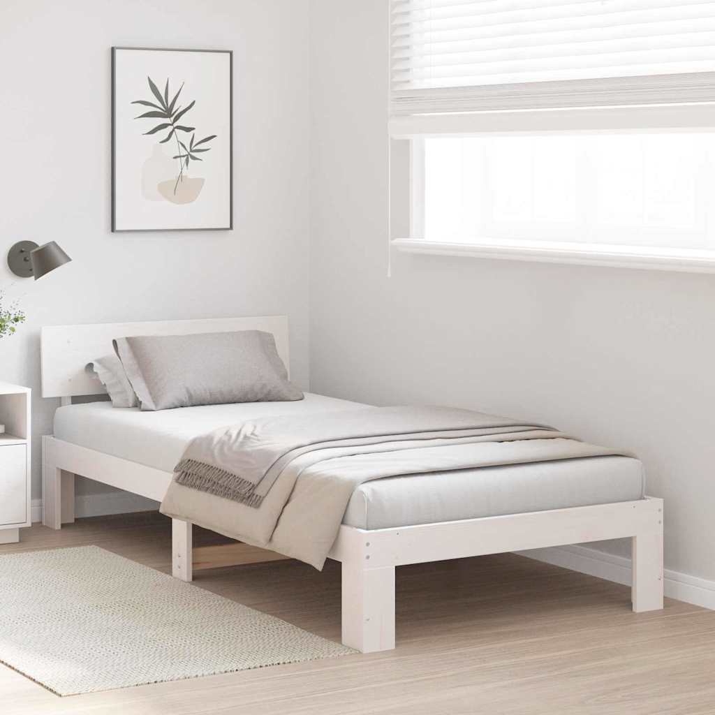 Bed Frame with Headboard White 80 x 200 cm Solid Pine Wood