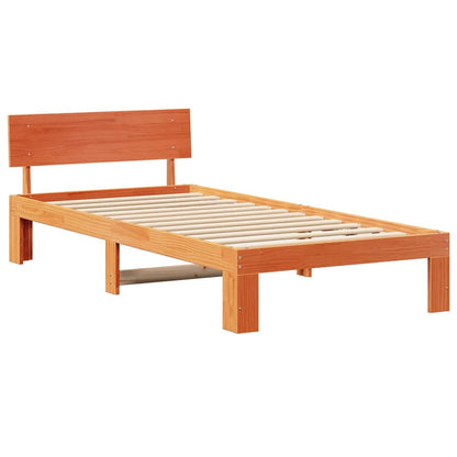 Bed Frame with Headboard Wax Brown 90 x 190 cm Solid Pine Wood