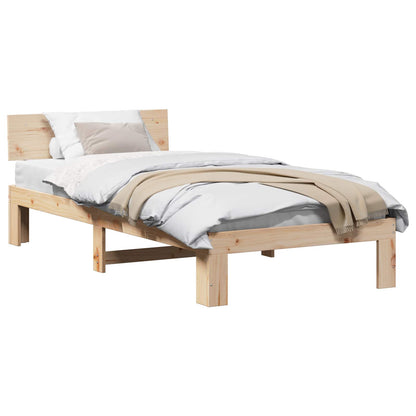 Bed Frame with Headboard Natural 75 x 190 cm Solid Pine Wood