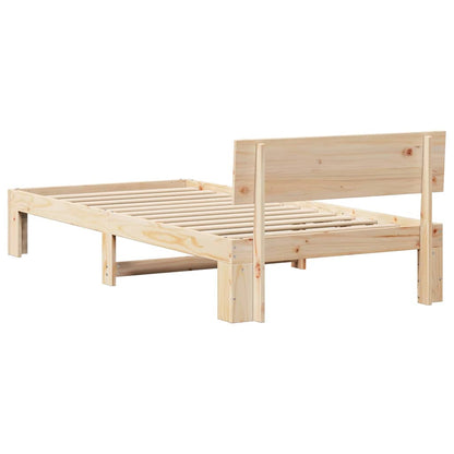 Bed Frame with Headboard Natural 75 x 190 cm Solid Pine Wood