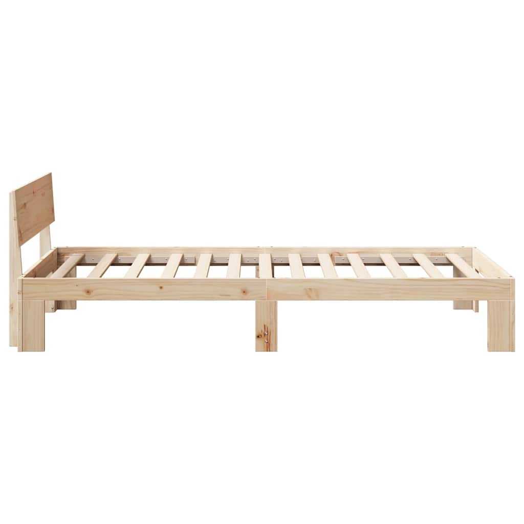 Bed Frame with Headboard Natural 75 x 190 cm Solid Pine Wood