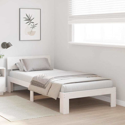Bed Frame with Headboard White 75 x 190 cm Solid Pine Wood