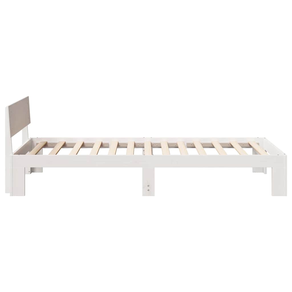 Bed Frame with Headboard White 75 x 190 cm Solid Pine Wood