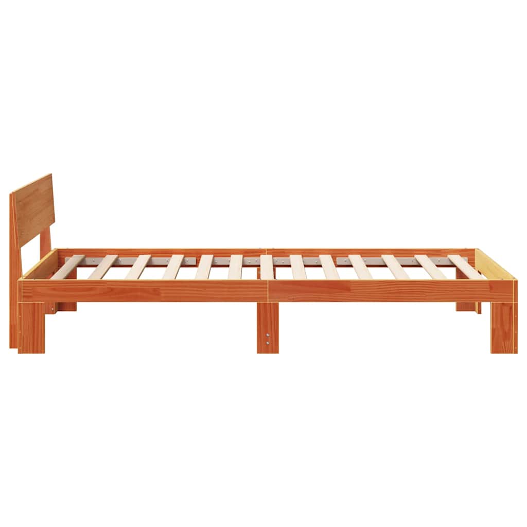 Bed Frame with Headboard Wax Brown 75 x 190 cm Solid Pine Wood