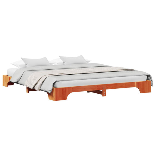 Bed Frame Wax Brown 180 x 200 cm Solid Pine Wood