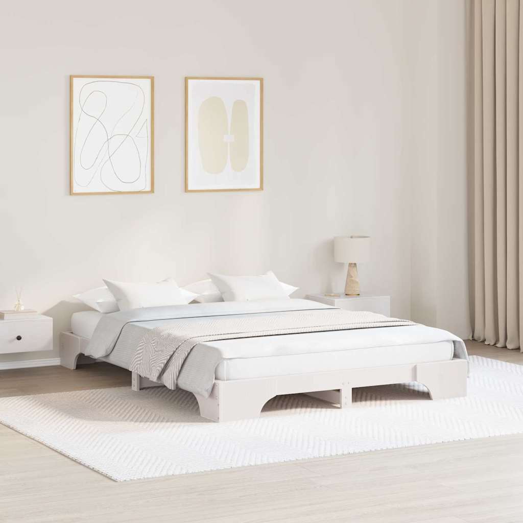Bed Frame White 160 x 200 cm Solid Pine Wood