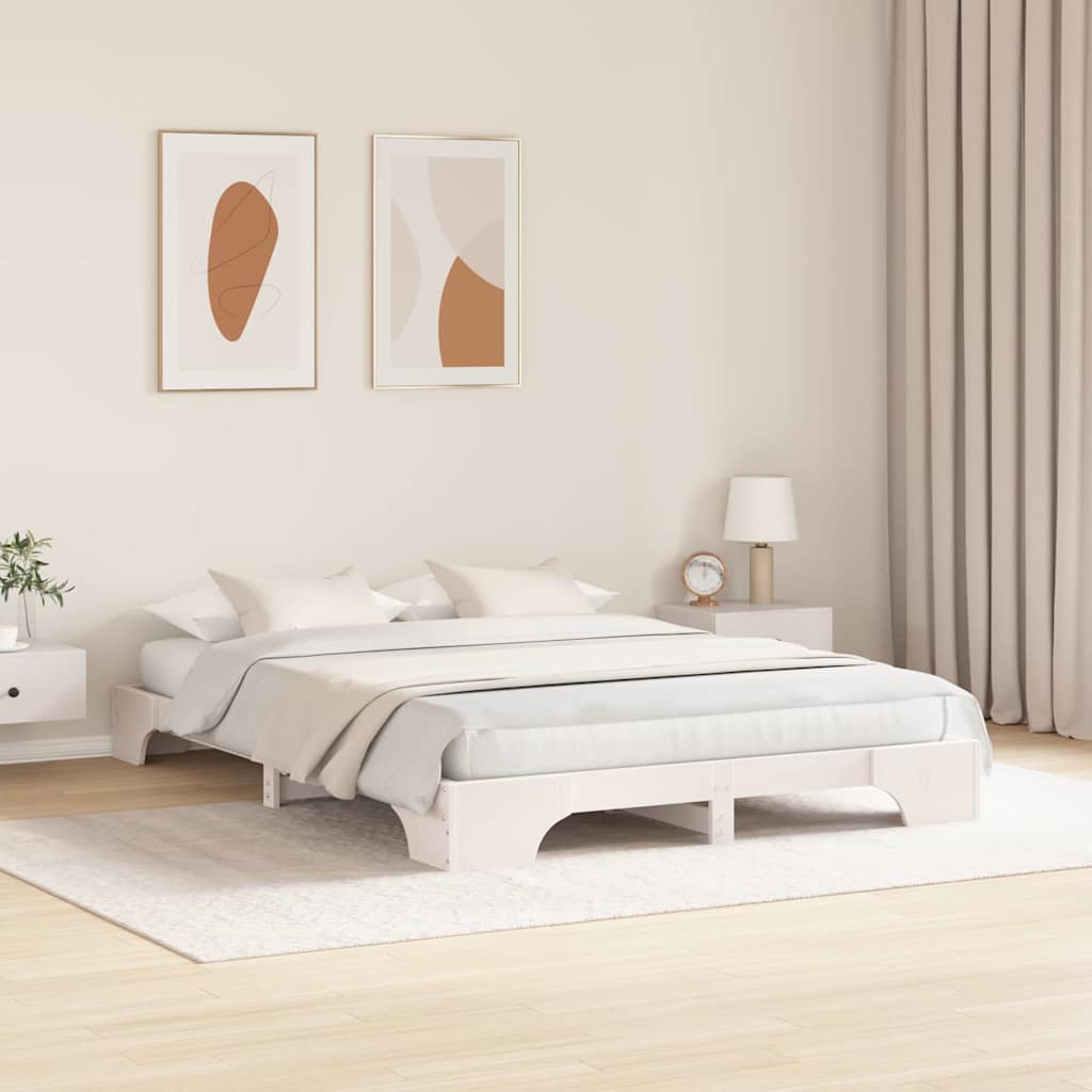 Bed Frame White 160 x 200 cm Solid Pine Wood
