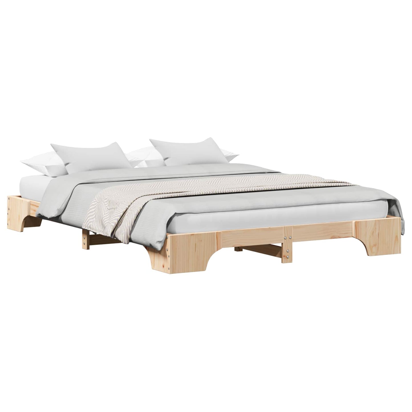 Bed Frame Natural 150 x 200 cm Solid Pine Wood