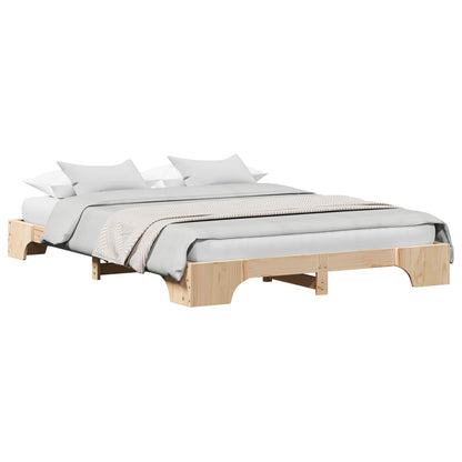 Bed Frame Natural 150 x 200 cm Solid Pine Wood