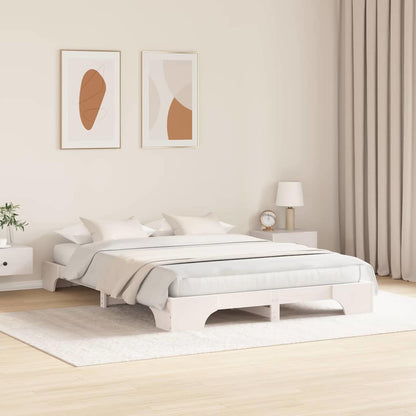 Bed Frame White 150 x 200 cm Solid Pine Wood