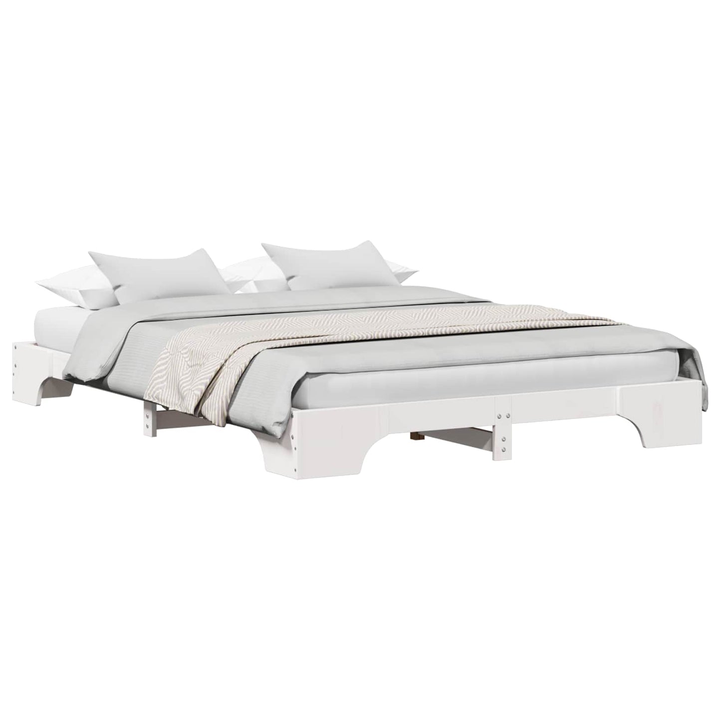 Bed Frame White 150 x 200 cm Solid Pine Wood