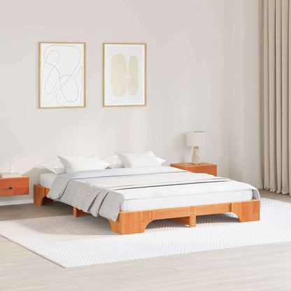 Bed Frame Wax Brown 140 x 200 cm Solid Pine Wood