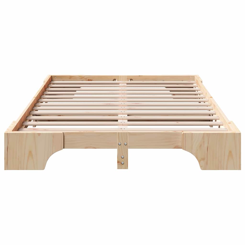 Bed Frame Natural 120 x 200 cm Solid Pine Wood