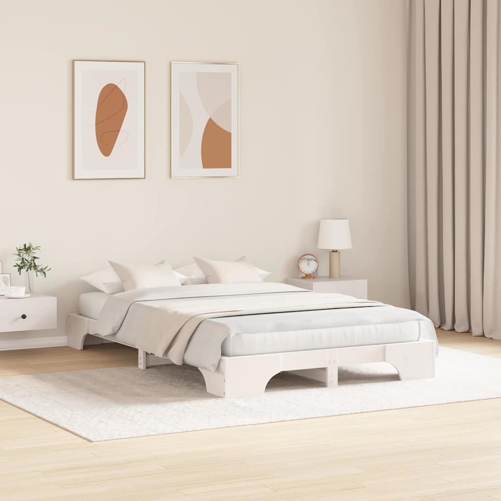 Bed Frame White 120 x 200 cm Solid Pine Wood
