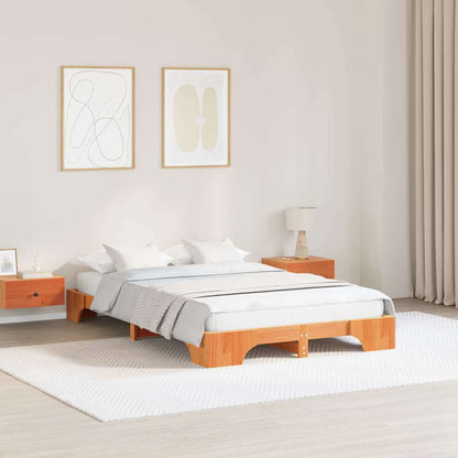 Bed Frame Wax Brown 120 x 200 cm Solid Pine Wood