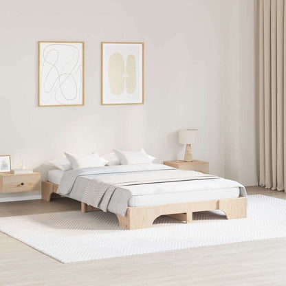 Bed Frame Natural 140 x 190 cm Solid Pine Wood