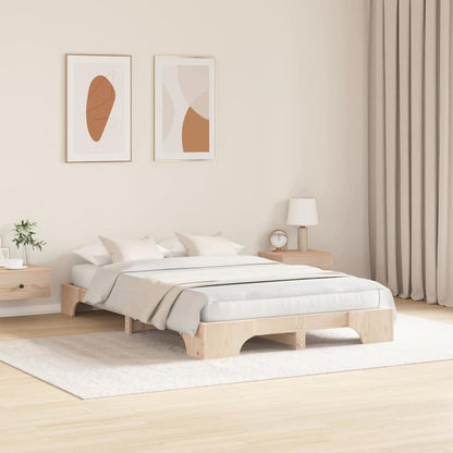Bed Frame Natural 140 x 190 cm Solid Pine Wood