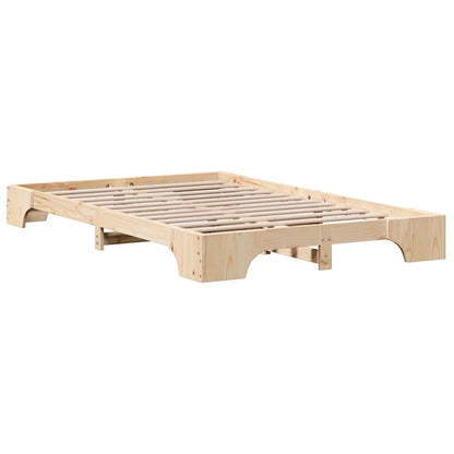 Bed Frame Natural 140 x 190 cm Solid Pine Wood