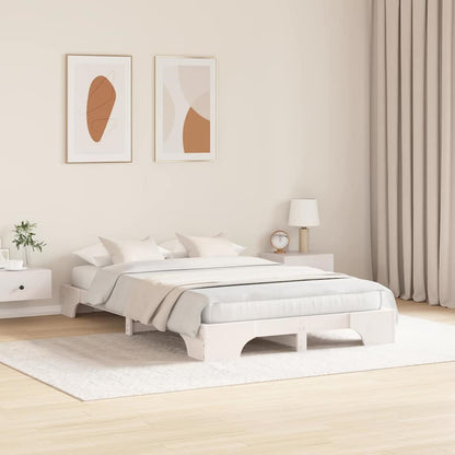 Bed Frame White 140 x 190 cm Solid Pine Wood