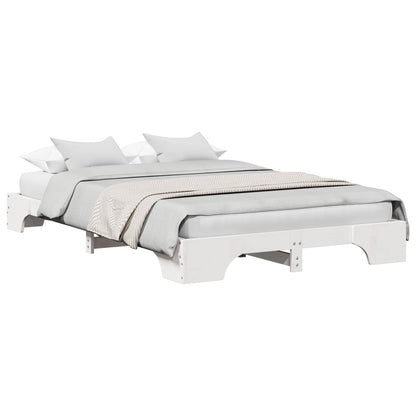 Bed Frame White 140 x 190 cm Solid Pine Wood