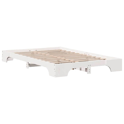 Bed Frame White 140 x 190 cm Solid Pine Wood