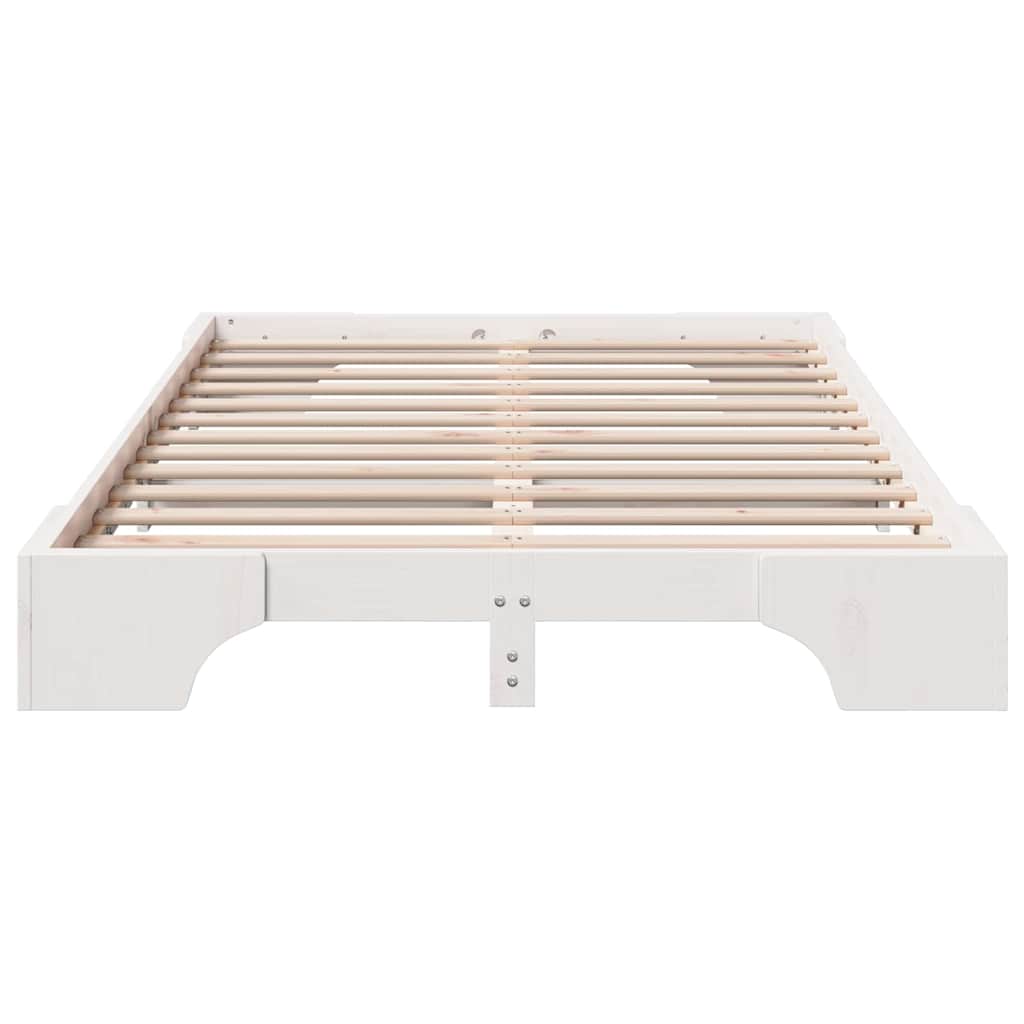 Bed Frame White 140 x 190 cm Solid Pine Wood