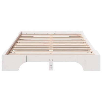 Bed Frame White 140 x 190 cm Solid Pine Wood
