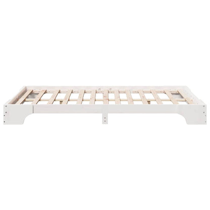 Bed Frame White 140 x 190 cm Solid Pine Wood
