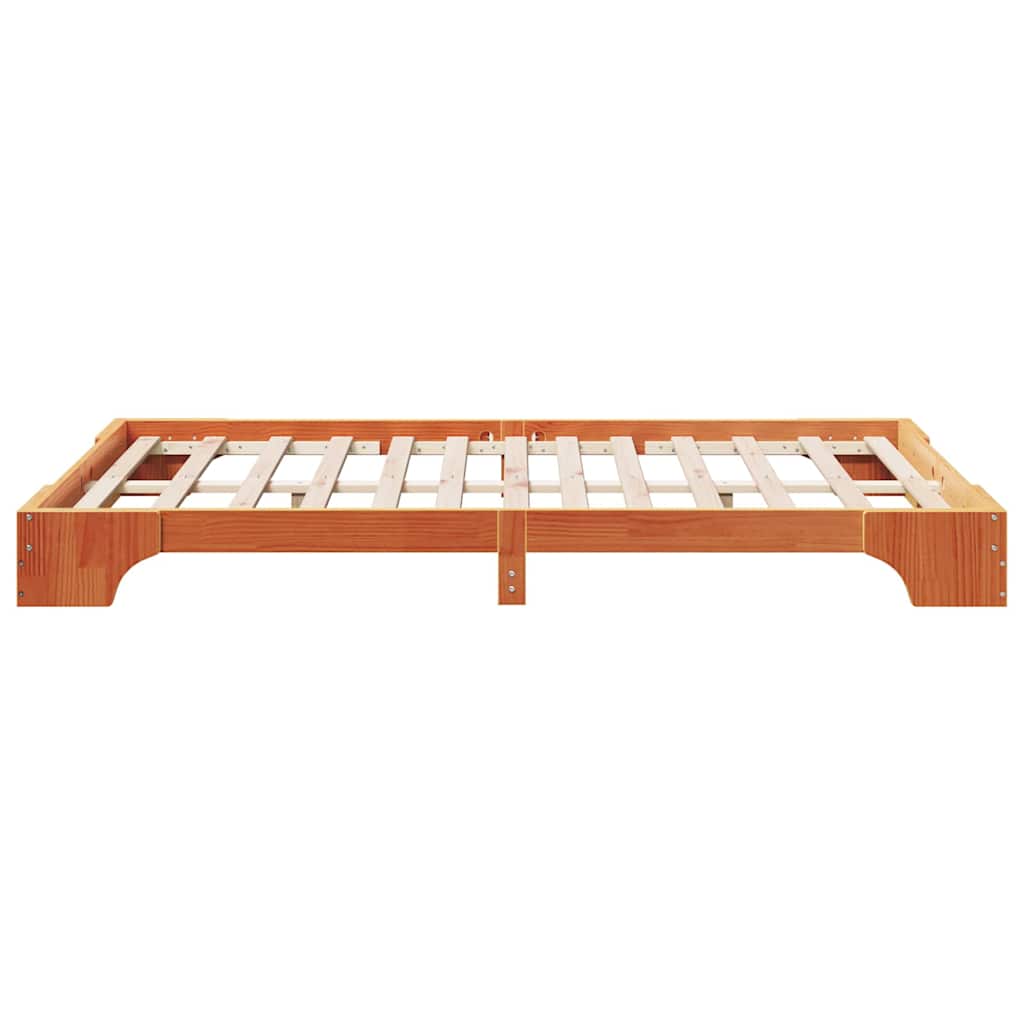 Bed Frame Wax Brown 140 x 190 cm Solid Pine Wood