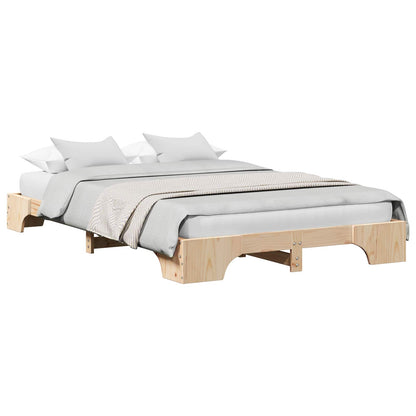 Bed Frame Natural 135 x 190 cm Solid Pine Wood