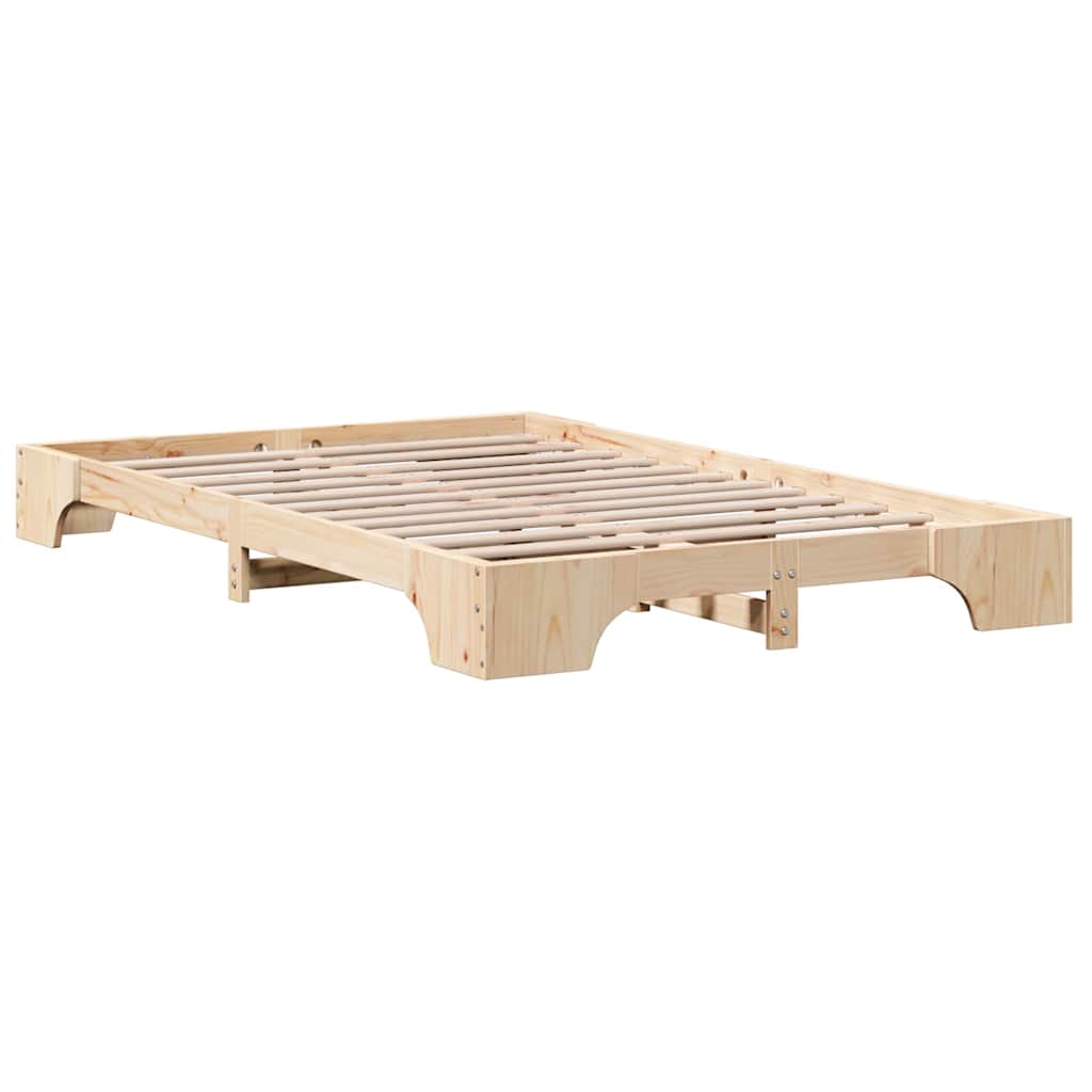 Bed Frame Natural 135 x 190 cm Solid Pine Wood