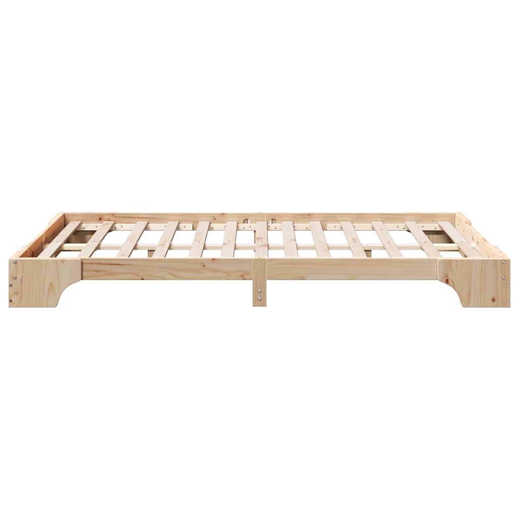 Bed Frame Natural 135 x 190 cm Solid Pine Wood