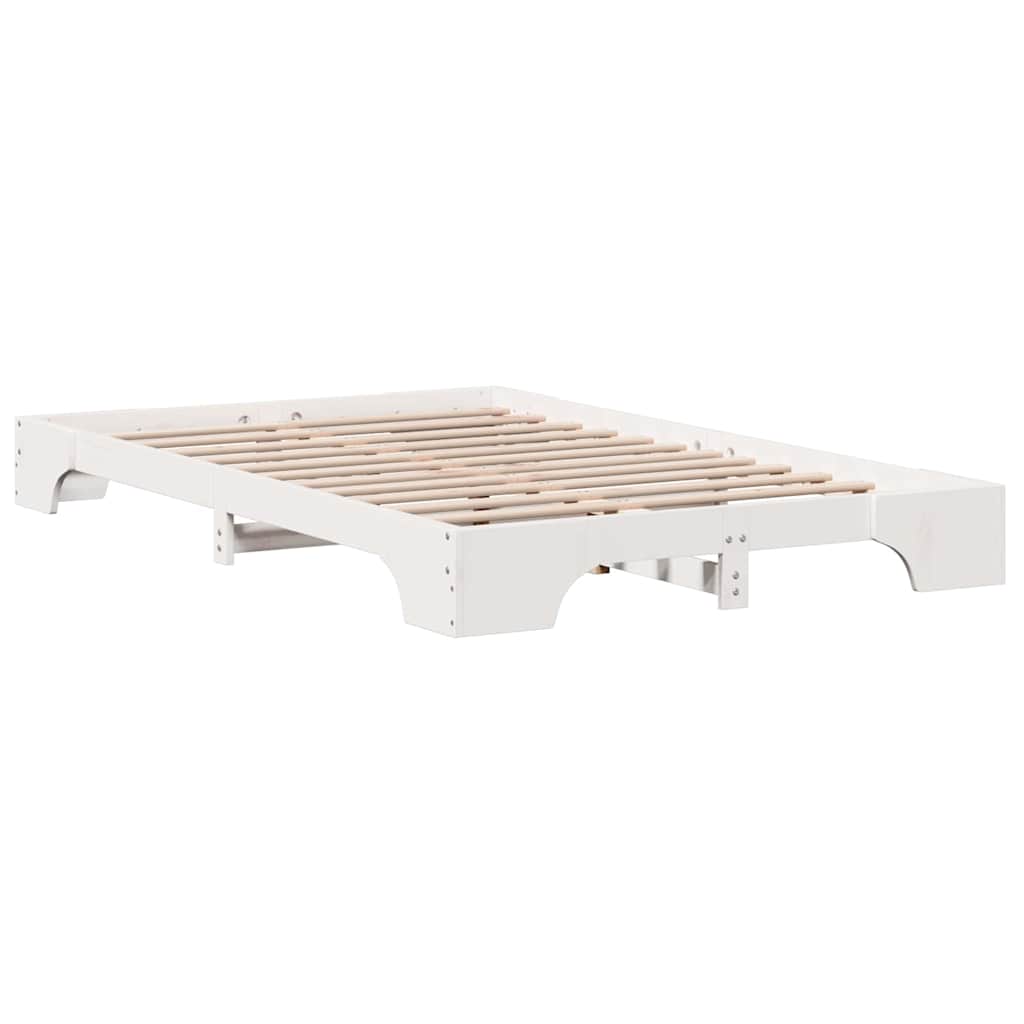 Bed Frame White 135 x 190 cm Solid Pine Wood