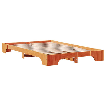 Bed Frame Wax Brown 135 x 190 cm Solid Pine Wood