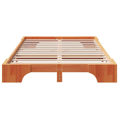 Bed Frame Wax Brown 120 x 190 cm Solid Pine Wood
