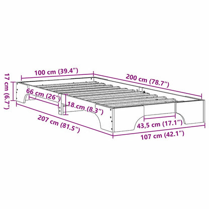 Bed Frame Wax Brown 100 x 200 cm Solid Pine Wood