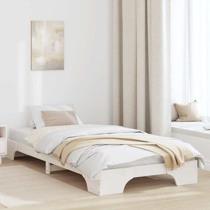 Bed Frame White 80 x 200 cm Solid Pine Wood