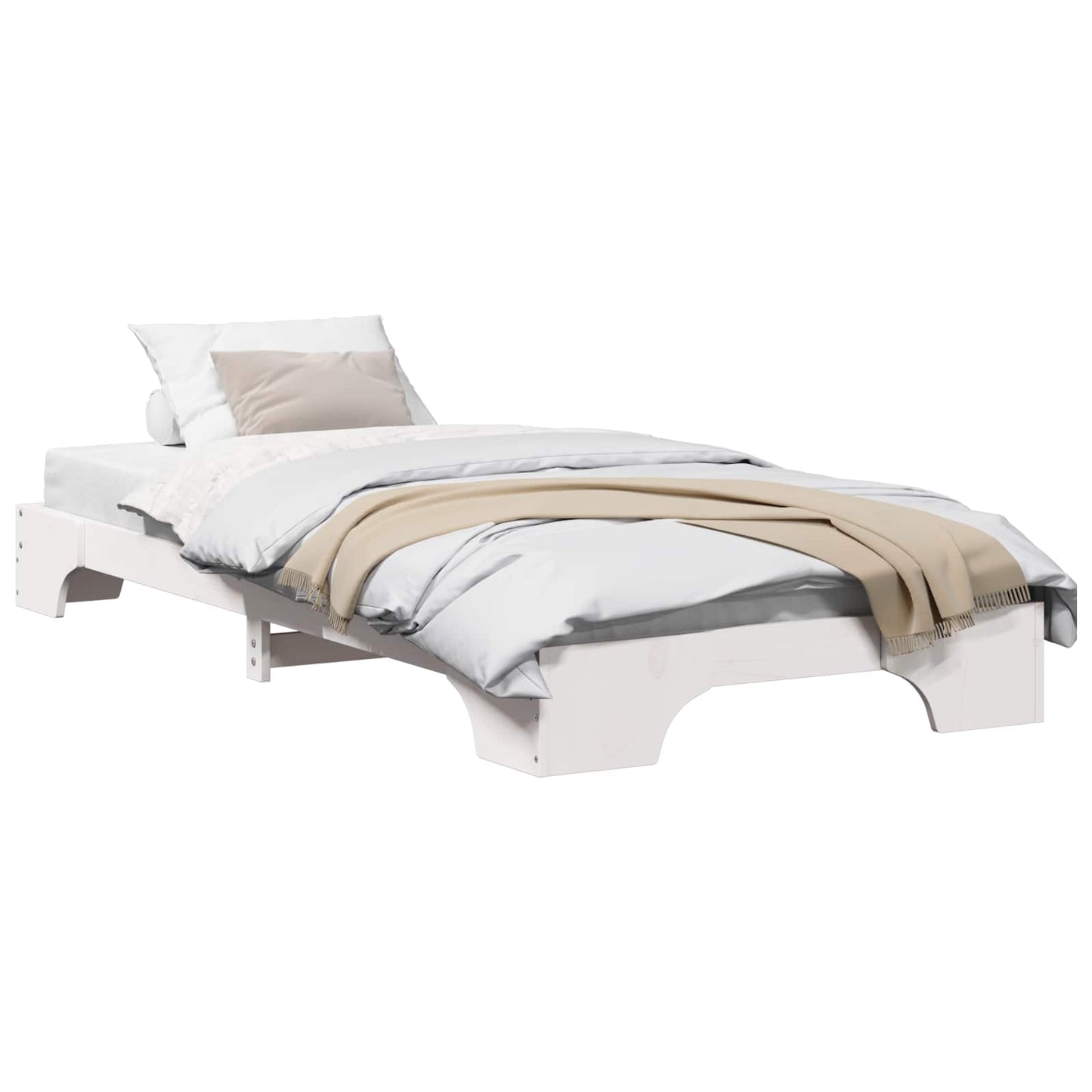 Bed Frame White 80 x 200 cm Solid Pine Wood