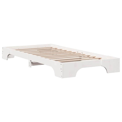 Bed Frame White 80 x 200 cm Solid Pine Wood