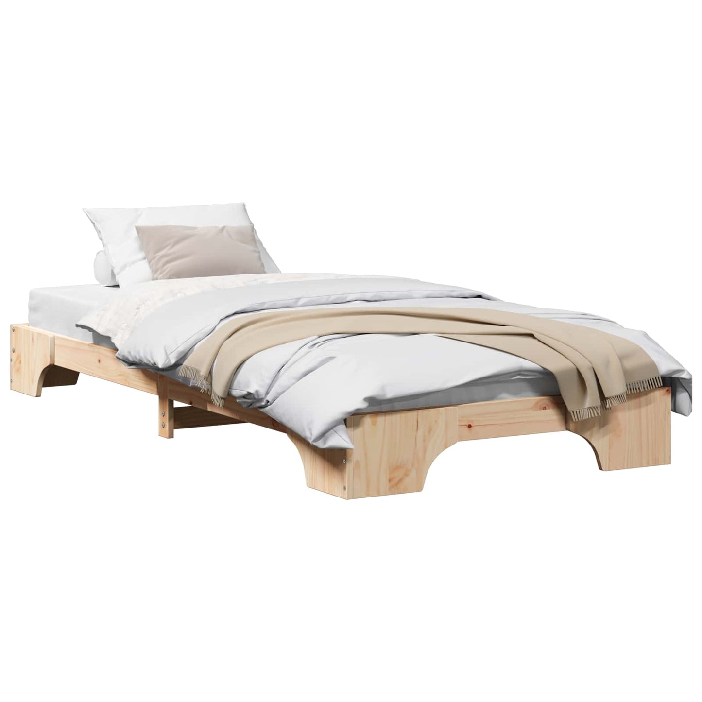 Bed Frame Natural 90 x 190 cm Solid Pine Wood