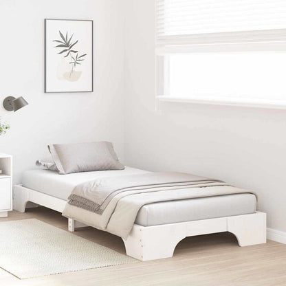 Bed Frame White 90 x 190 cm Solid Pine Wood