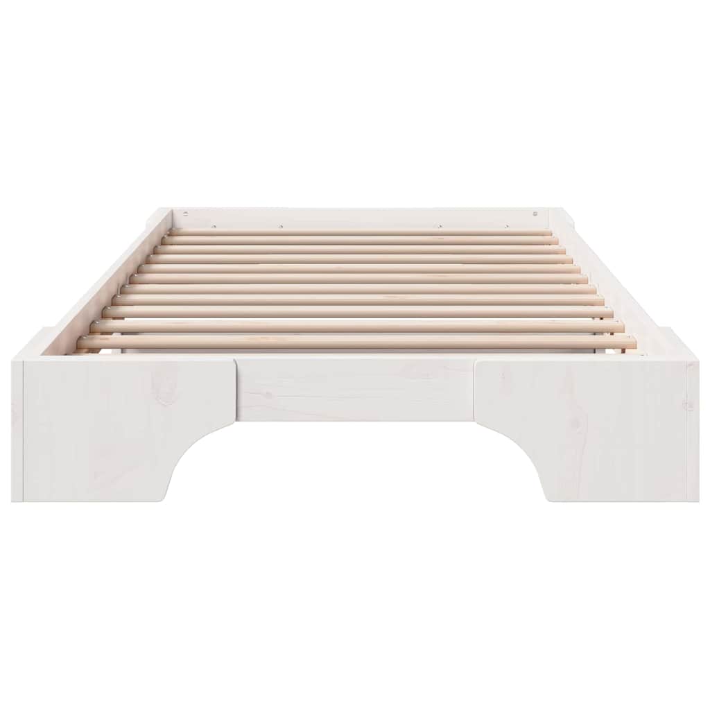 Bed Frame White 90 x 190 cm Solid Pine Wood