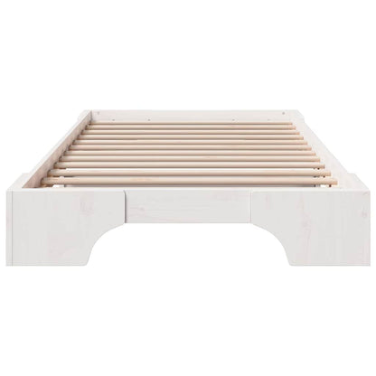 Bed Frame White 90 x 190 cm Solid Pine Wood