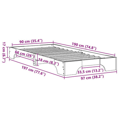 Bed Frame White 90 x 190 cm Solid Pine Wood
